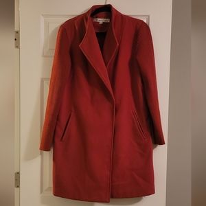 Kenneth Cole Red Wooly Sweater Sleeve Coat